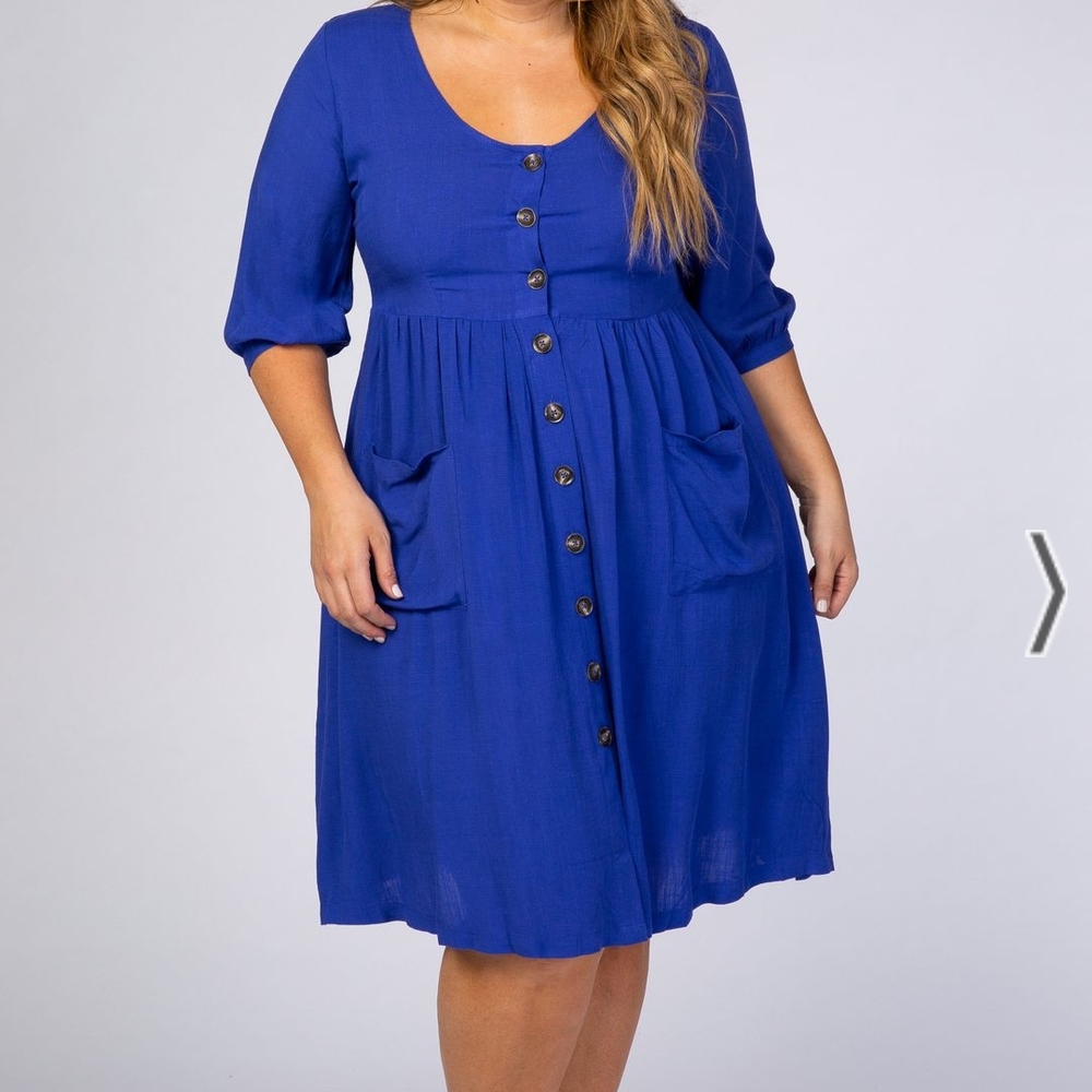 Elegant Blue Button-Down Dress
